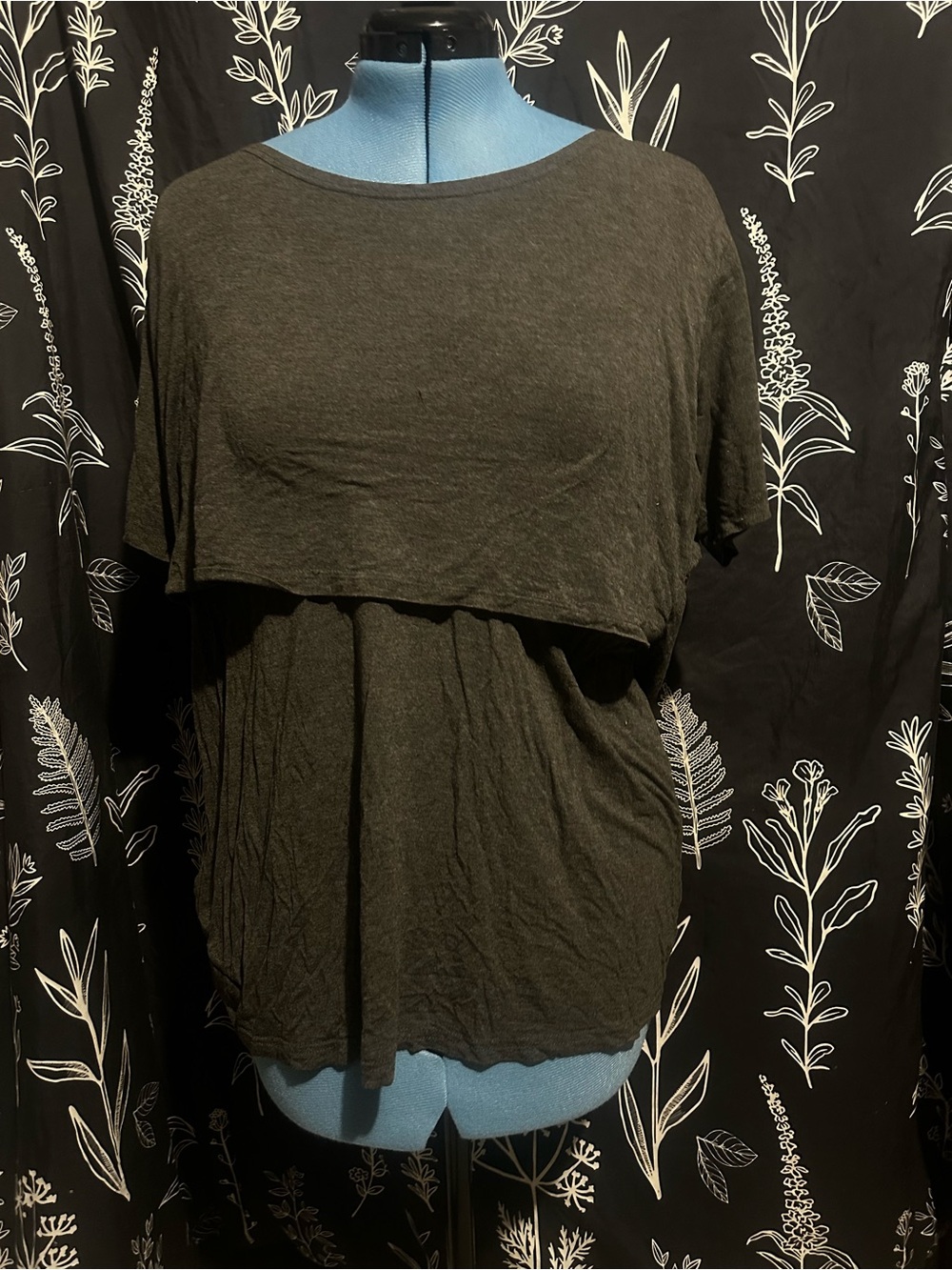 Casual grey Layered Nursing Tunic Top